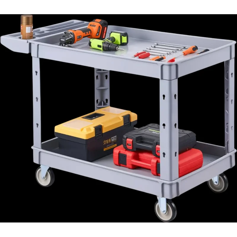 Vevor Utility Cart 2-Tier 550 lbs Rolling Service Cart Gray New