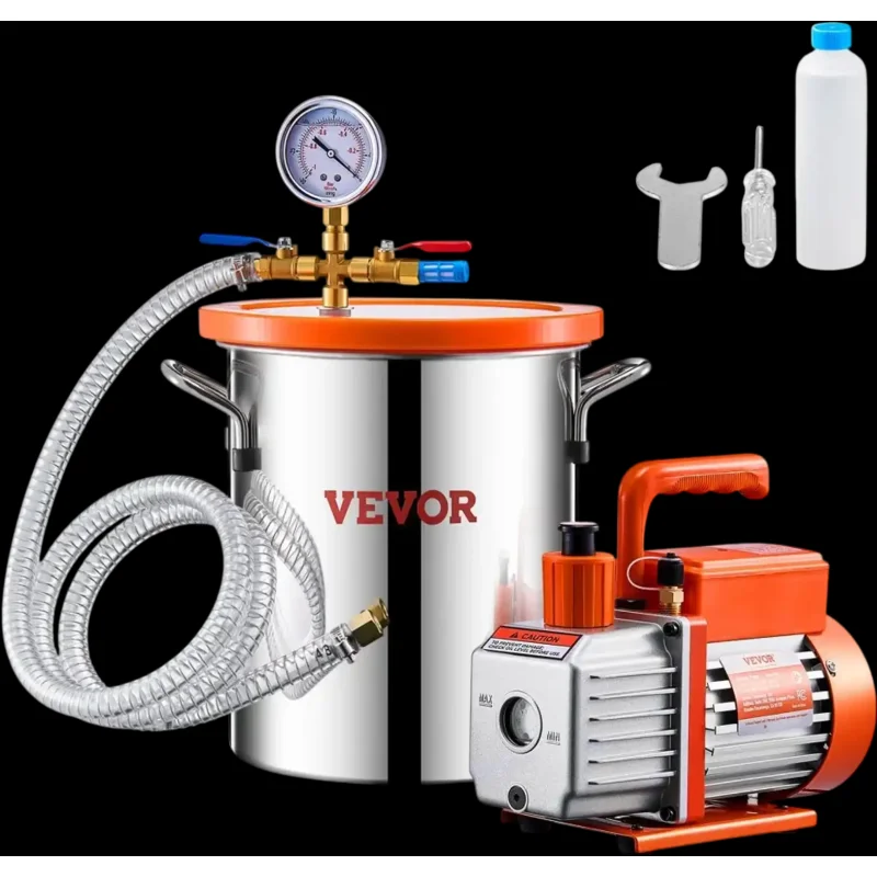 Vevor Vacuum Pump 3 Gallon Degassing Chamber Kit New