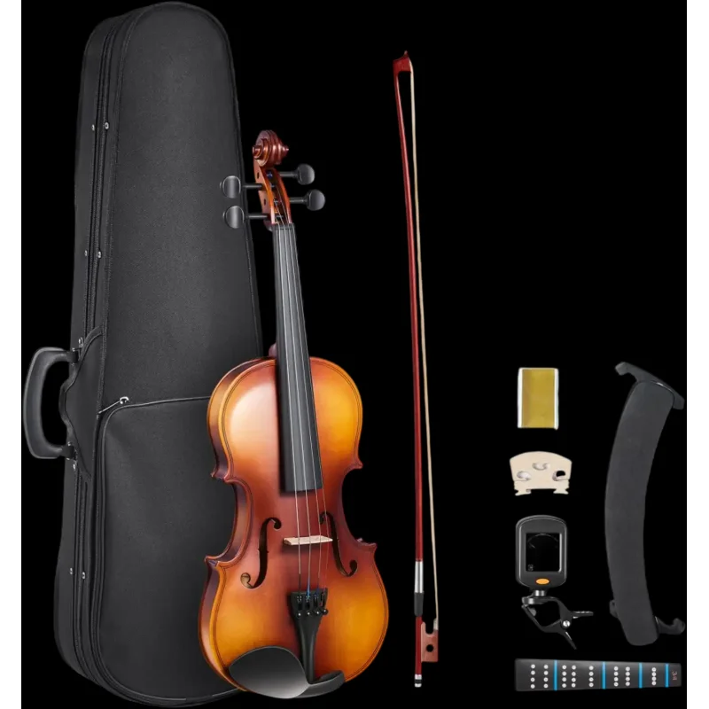 Vevor Violin 3/4 Size Fiddle Set for Adult Beginners with Case Rosin Brown New