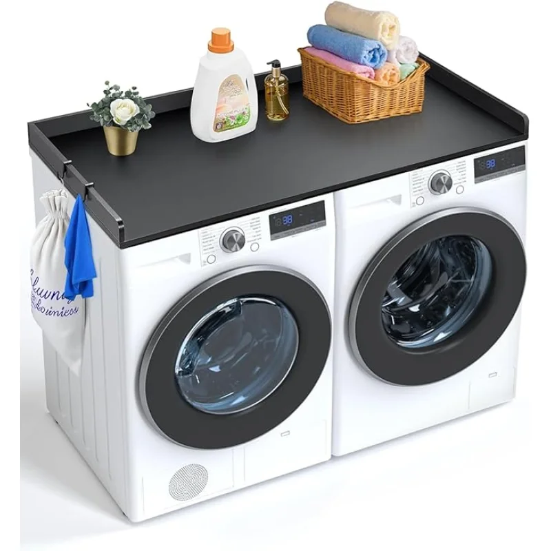 VEVOR Washer Dryer Countertop, 54" x 27" Wooden Washer and Dryer Countertop, Water-Resistant Laundry Machine Topper Cover with Anti-Slip Pads, for Laundry Room Organization and Storage, Black