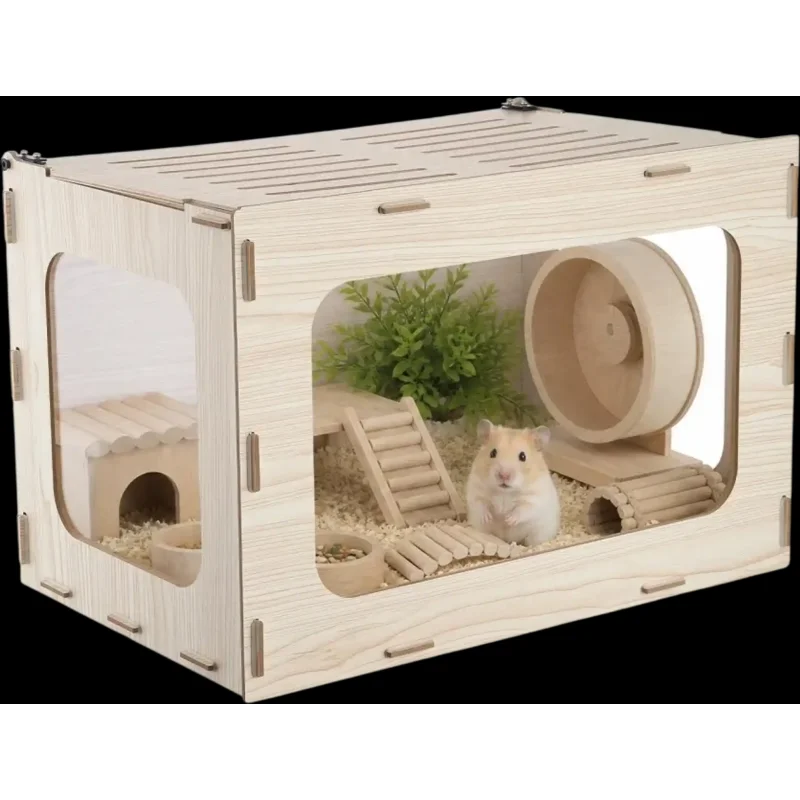 Vevor Wooden Hamster Cage 23.8" x 15.9" x 15.9" 270 Viewing Habitat New