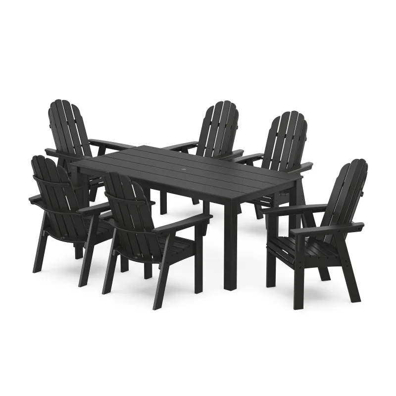 Vineyard Curveback Adirondack 7-Piece Parsons Dining Set Black