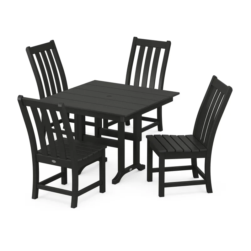 Vineyard Side Chair 5-Piece Farmhouse Dining Set Black