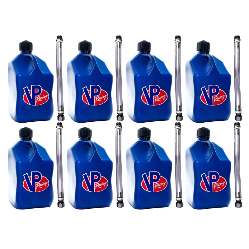 VP Racing 5.5 Gallon Utility Jug and 14 Inch Deluxe Hose, Blue (8 Pack)