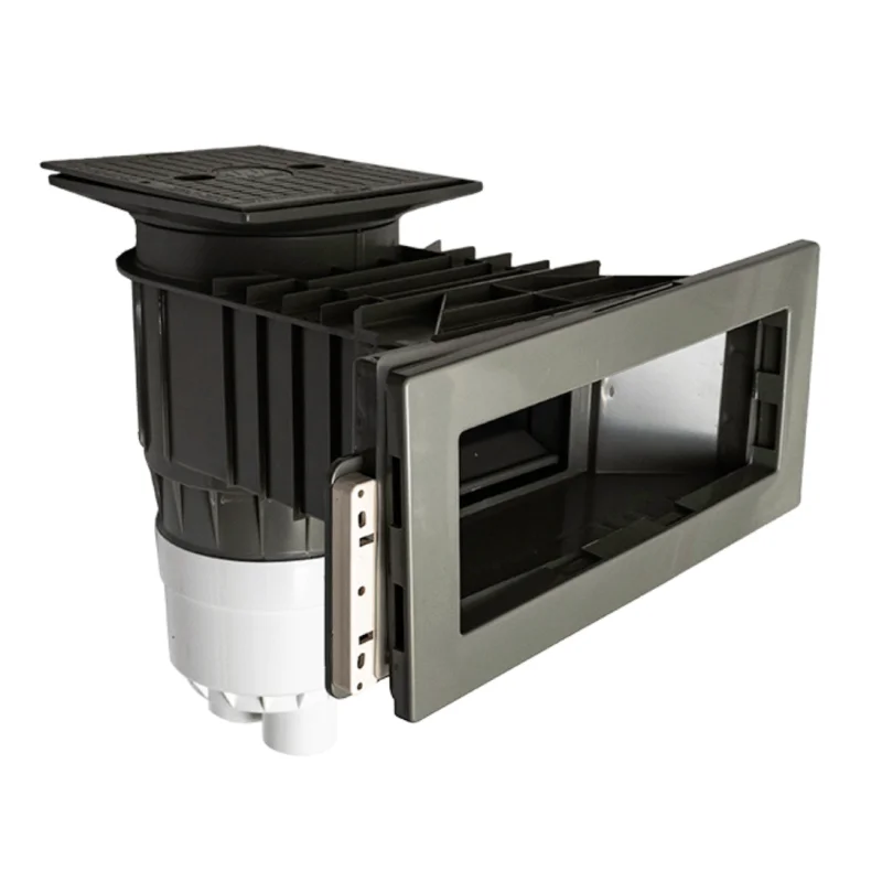Waterway 540-8507 Renegade Wide-mouth Vinyl Liner Skimmer, 2-Port, Square Lid, Gray