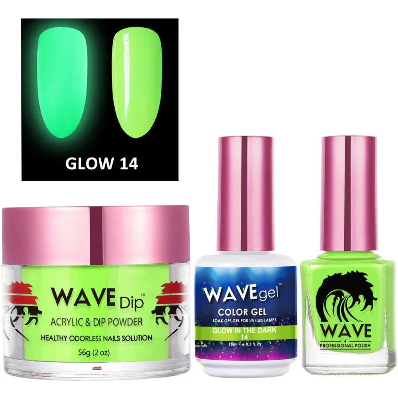 Wave Glow 3-In-1 Matching Combo Set / 1 Gel Polish 0.5 oz. + 1 Lacquer 0.5 oz. + 1 Dip Powder 2 oz. / #14