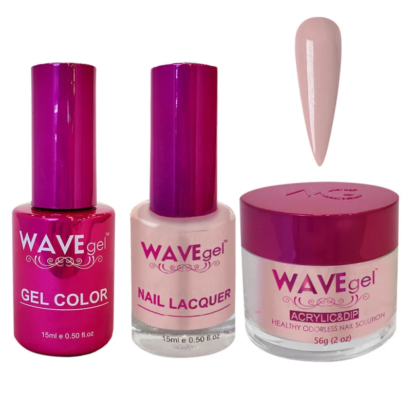 Wave Princess Collection 3-In-1 Matching Combo Set / 1 Gel Polish 0.5 oz. + 1 Lacquer 0.5 oz. + 1 Dip Powder 2 oz. / #24 Peony Pink