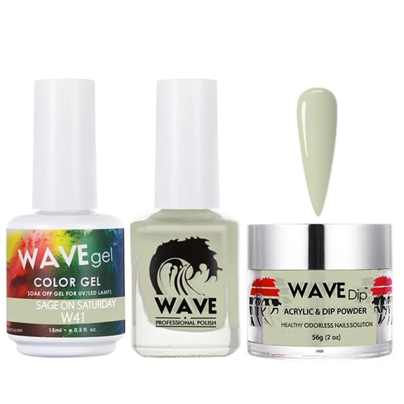 Wave Simplicity 3-In-1 Matching Combo Set / 1 Gel Polish 0.6 oz. + 1 Lacquer 0.5 oz. + 1 Dip Powder 2 oz. / #041 Sage On Saturday - 22700
