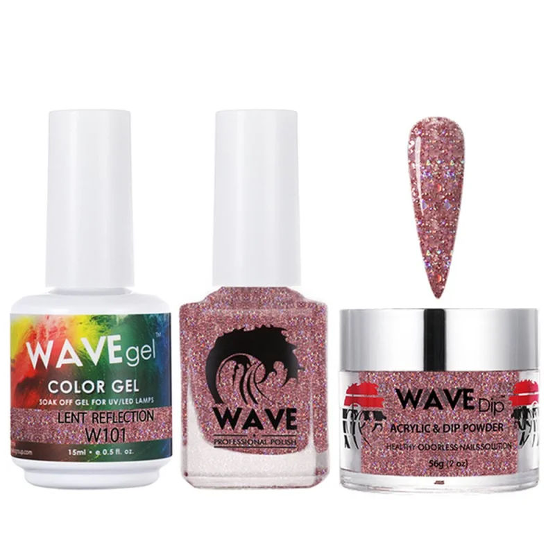 Wave Simplicity 3-In-1 Matching Combo Set / 1 Gel Polish 0.6 oz. + 1 Lacquer 0.5 oz. + 1 Dip Powder 2 oz. / #101 Lent Reflection - 22700