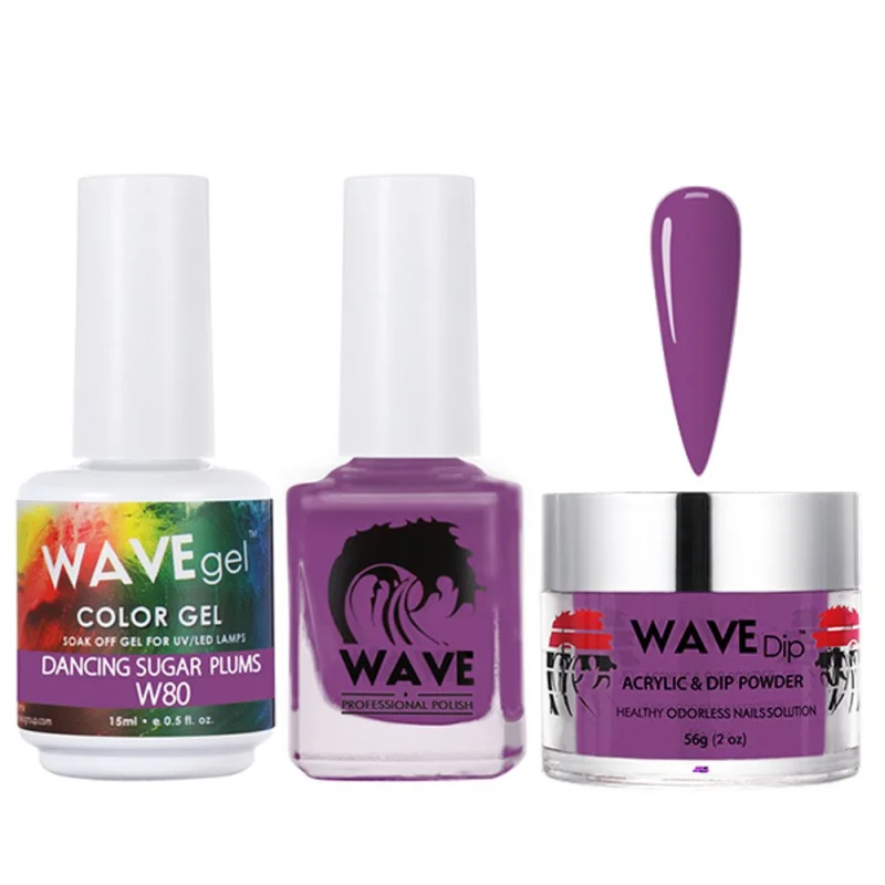 Wave Simplicity Collection 3-In-1 Matching Combo Set / 1 Gel Polish 0.5 oz. + 1 Lacquer 0.5 oz. + 1 Dip Powder 2 oz. / #P080 Dancing Sugar Plums