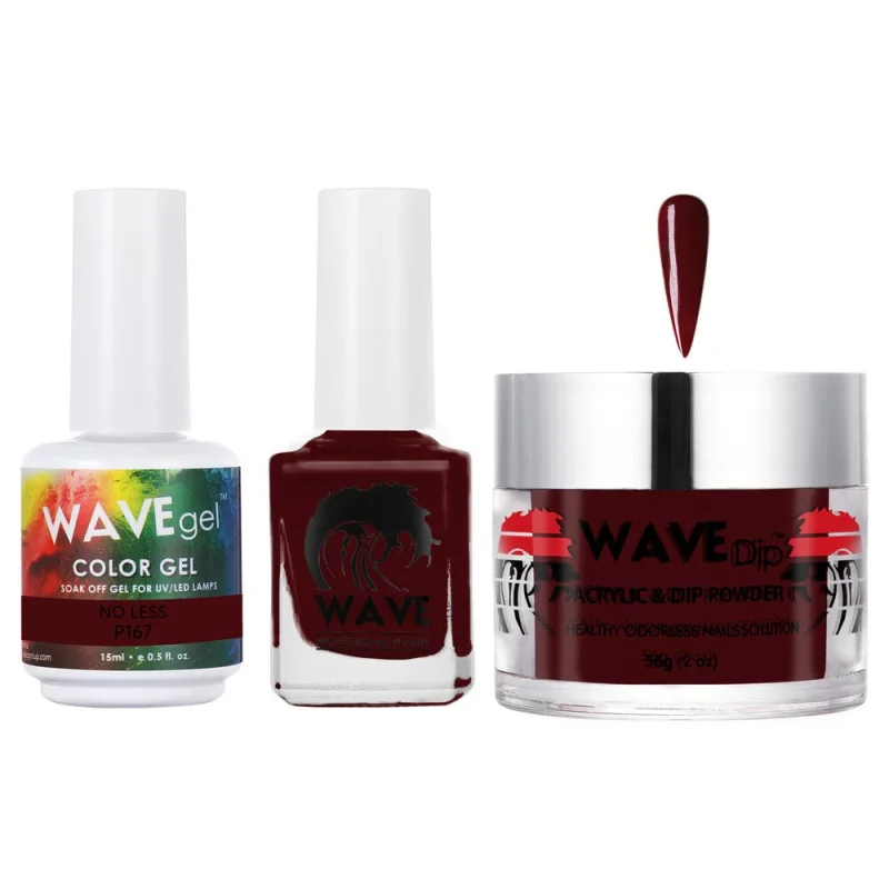 Wave Simplicity Collection 3-In-1 Matching Combo Set / 1 Gel Polish 0.5 oz. + 1 Lacquer 0.5 oz. + 1 Dip Powder 2 oz. / #P167 No Less