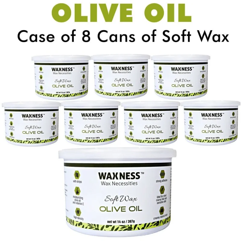 Waxness Olive Soft Wax / Case = 14 oz. - 397 grams per Can X 8 Cans