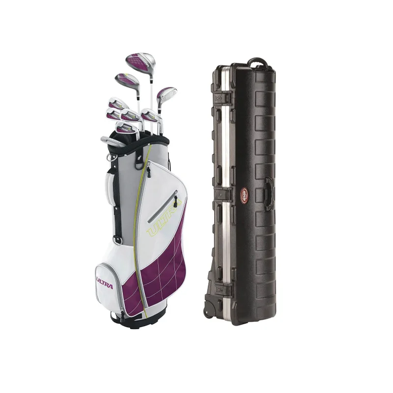 Wilson Ultra Womens Right Handed Golf Club Set & Wheeled Golf Bag Travel Case