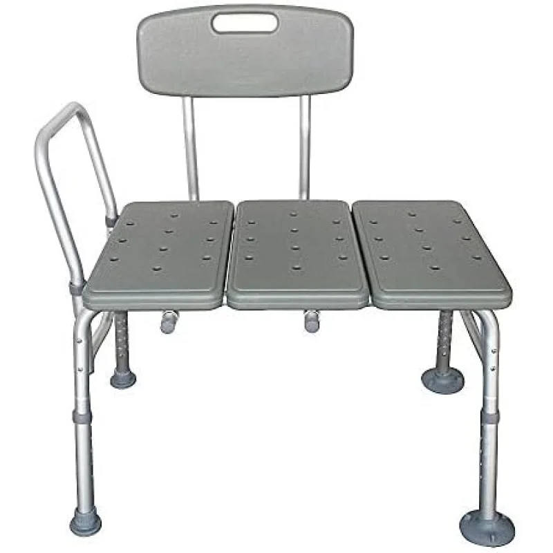 Winado Tub Transfer Bench for Bathtub with Backrest & Armrest, Supports up to 330 lbs Aluminium Alloy Bath Chair, Gray