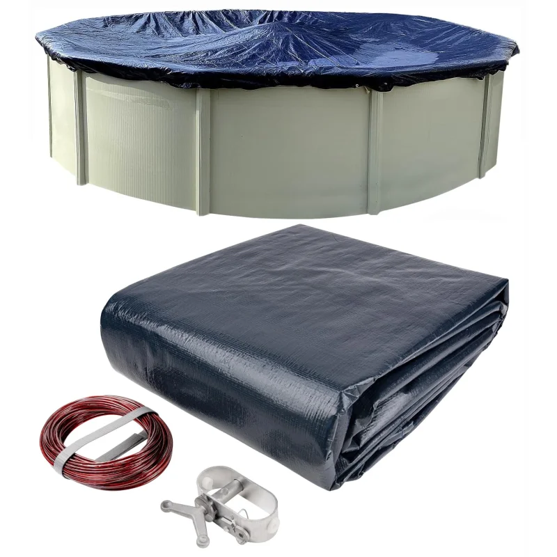 Winter Block 15 ft. Round Pool Winter Cover for Above Ground Pools - 8-Year Warranty, Cold and UV Resistant, Weatherproof and Durable, Winch & Cable Included