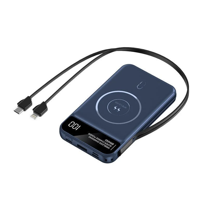 Wireless Fast Charging Power Bank | Compact & Portable Charger for Mobile Devices Blue