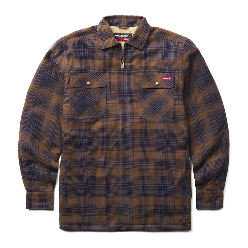 Wolverine Men's Hastings Sherpa Lined Zip Shirt-Jac (Dark Earth) Size XL