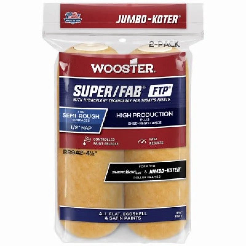 Wooster Brush RR942-4 1/2 Roller Cover 4.5x0.5in 2-pack