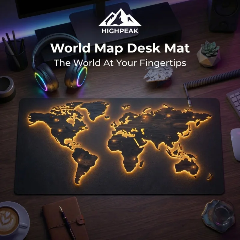 World Map Desk Mat Black