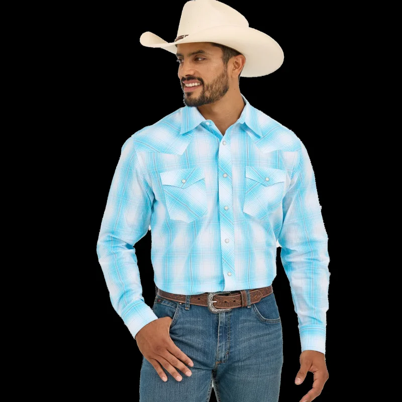 Wrangler Men's 20X Competition Advanced Comfort Snap Shirt (Bright Sky) Size L