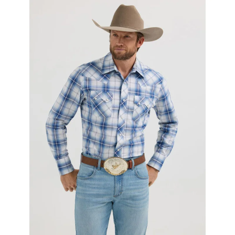 Wrangler Men's Retro Snap Shirt (Blue) Size L