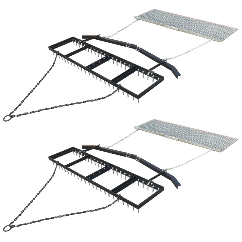 Yard Tuff 6' Spike Drag w/ Surface Leveling Bar & Drag Mat for ATV/UTVs (2 Pack)
