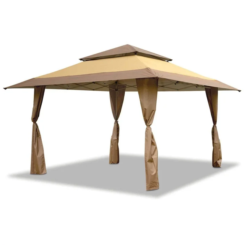 Z-Shade 13 x 13 Foot Instant Gazebo Canopy Patio Shelter Tent, Tan Brown (Used)