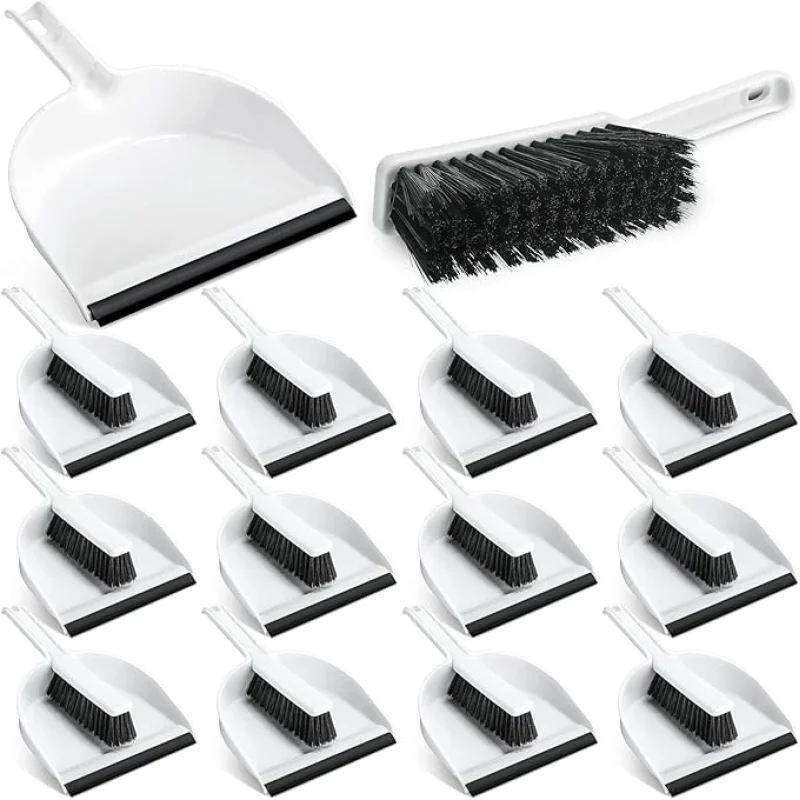 Zubebe 12 Pcs Mini Dustpan and Brush Set, Small Broom and Dustpan Set Small Cleaning Brush Portable Hand Broom Set for Home Office Kitchen Table Desktop Floor Cleaning Supplies