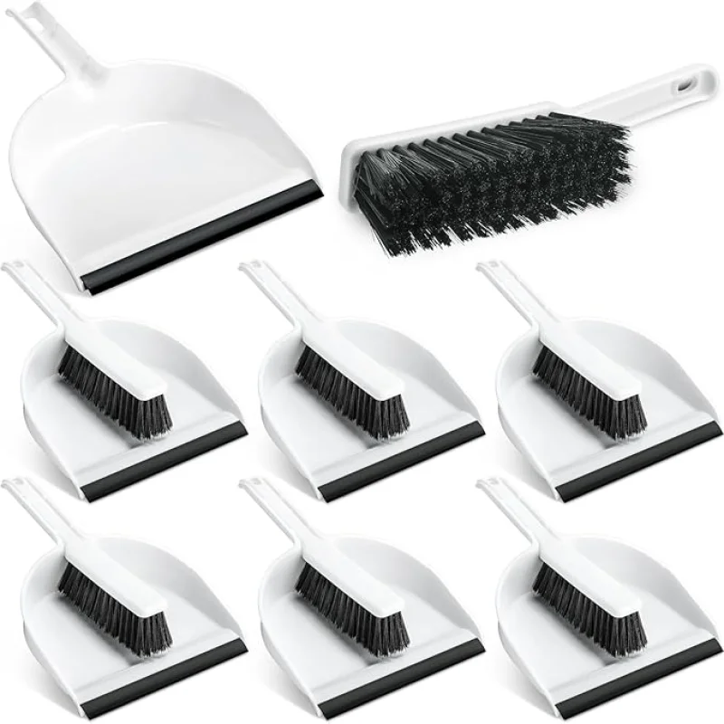 Zubebe 6 Pcs Mini Dustpan and Brush Set, Small Broom and Dustpan Set Small Cleaning Brush Portable Hand Broom Set for Home Office Kitchen Table Desktop Floor Cleaning Supplies